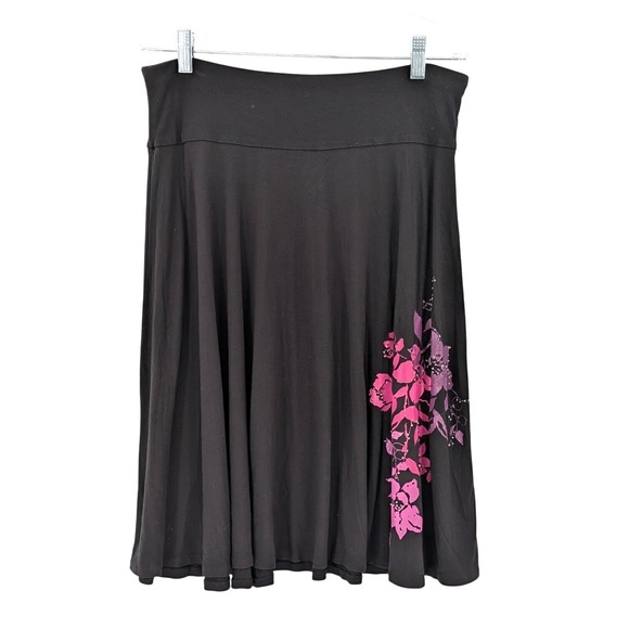 New York & Company Dresses & Skirts - New York & Co‎ black floral knee length skirt stretch womens small Y2K boho